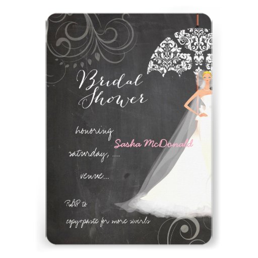 PixDezines bridal shower/chalkboard/umbrella Invite