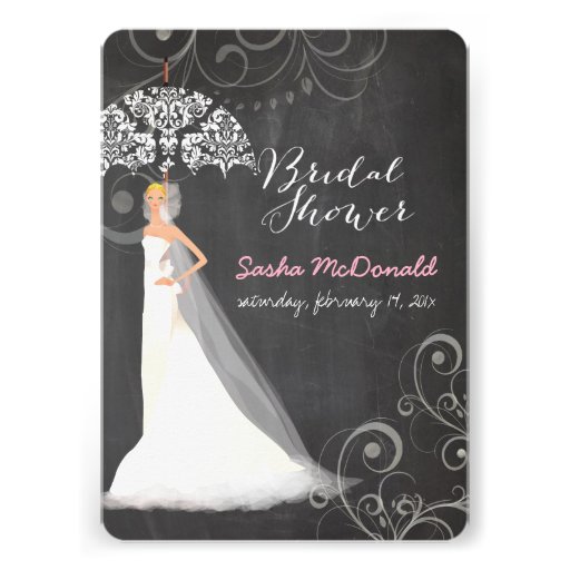 PixDezines bridal shower/chalkboard/umbrella Invite