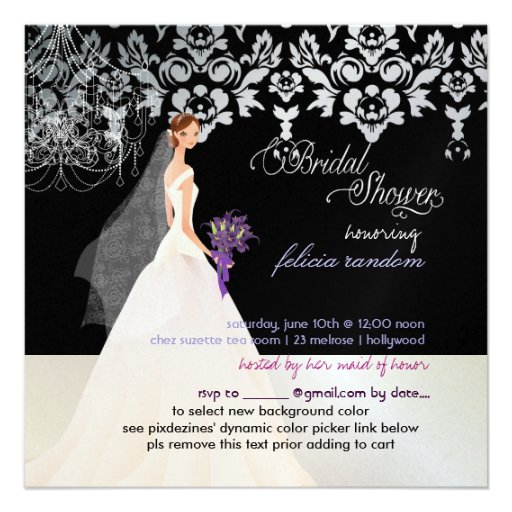 PixDezines Bride 2 B+purple calla Custom Invites