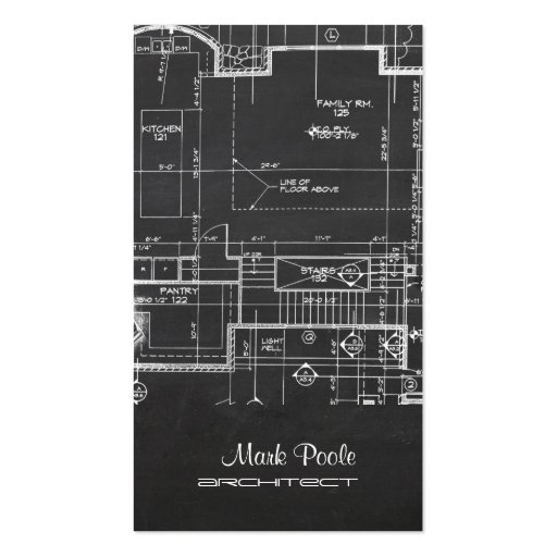 PixDezines chalkboard architect blueprints Business Card (front side)