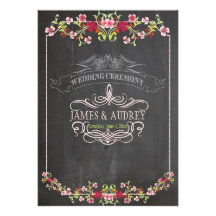 PixDezines chalkboard/floral/diy background color Personalized Announcement