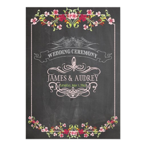 PixDezines chalkboard/floral/diy background color Personalized Announcement
