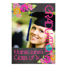 PixDezines chalkboard+floral/graduation Personalized Invites