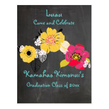 PixDezines chalkboard luau Graduation/tropical Postcard