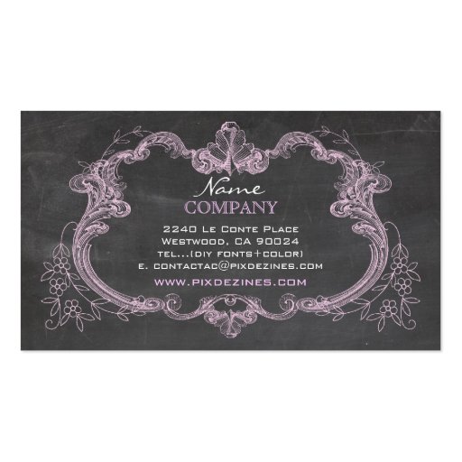 PixDezines chalkboard+rococo frame Business Card Template (front side)