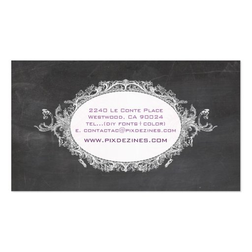 PixDezines chalkboard+rococo frame Business Card Template (back side)