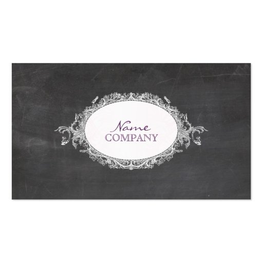 PixDezines chalkboard+rococo frame Business Card Template (front side)