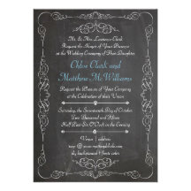 PixDezines chalkboard/scrolls frame/save the date Invitation