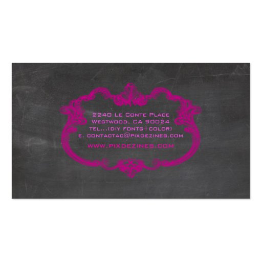 PixDezines chalkboard+whimsy frame Business Card Templates (back side)