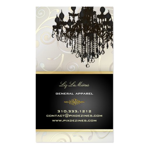 PixDezines Chandelier cupcakes swirls/pearly white Business Card Template (front side)