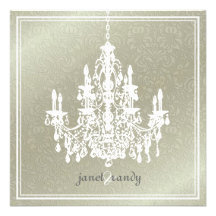 PixDezines Chandelier+Fidora Damask background Personalized Invitation