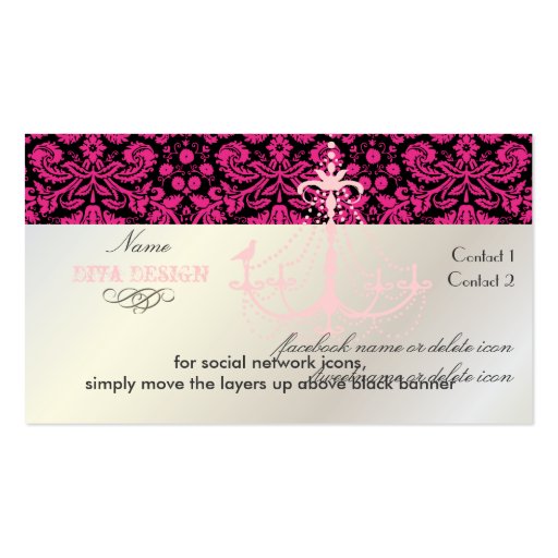PixDezines Chandelier + lace damask /pearl + white Business Cards (back side)
