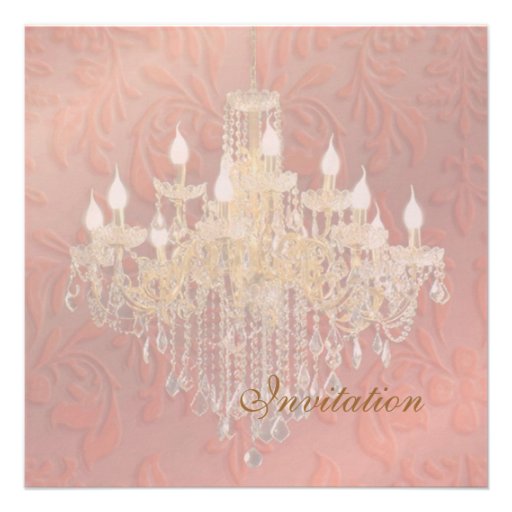 PixDezines Chandelier Pink Champagne Baroque Damas Personalized Announcements