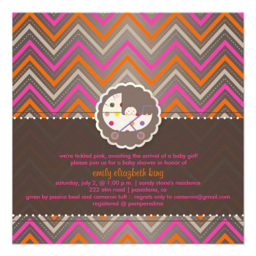 PixDezines chevron/pink+orange/baby shower/DIY Personalized Invitation