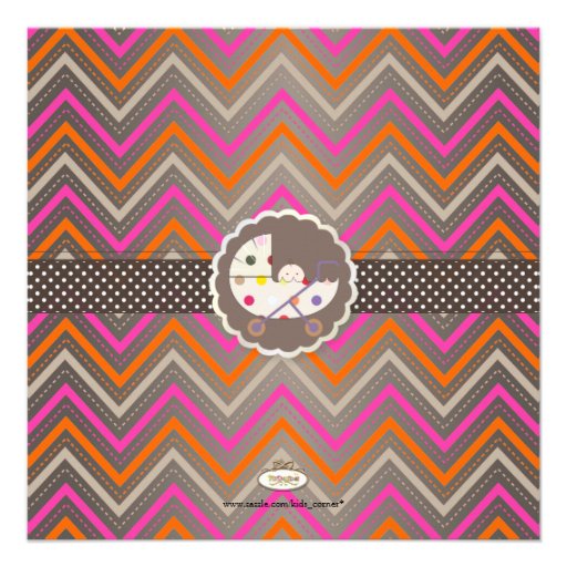 PixDezines chevron/pink+orange/baby shower/DIY Personalized Invitation
