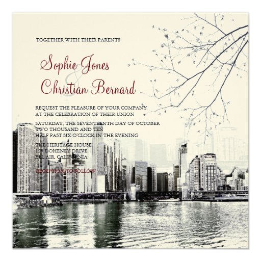 PixDezines Chicago Lakeshore Skyline/invitations