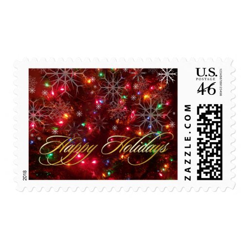 PixDezines Christmas Lights + Snowflakes Postage Stamps