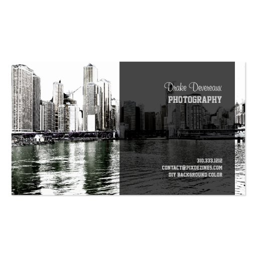 PixDezines City Scape, Lakeshore, Chicago/grey Business Card Templates (back side)