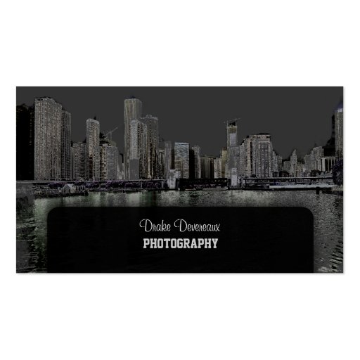 PixDezines City Scape, Lakeshore, Chicago/grey Business Card Templates (front side)