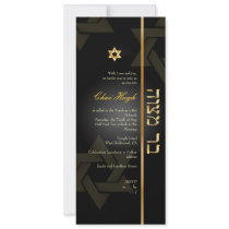 PixDezines Classic Bar Mitzvah/black/gold Custom Invitations