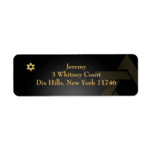 PixDezines Classic Bar Mitzvah/black+gold Custom Return Address Label