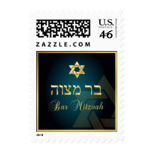 PixDezines Classic Bar Mitzvah/gold star/teal Postage Stamps