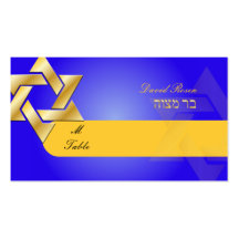 PixDezines Classic mitzvah place cards/blue+gold Business Card
