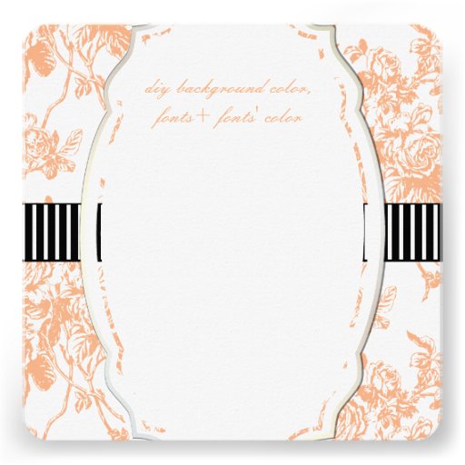 PixDezines coral orange/toile/roses Custom Invitation