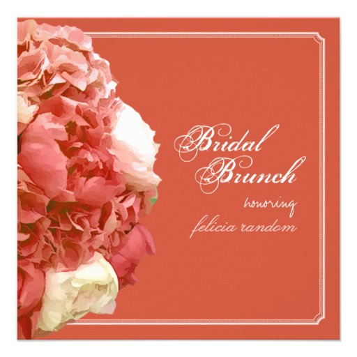 PixDezines coral peonies/hydrangeas/bridal brunch Personalized Announcements