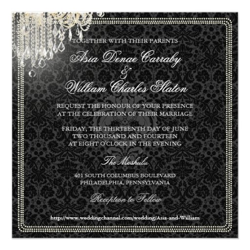PixDezines crystal chandelier/desiree damask Personalized Announcement