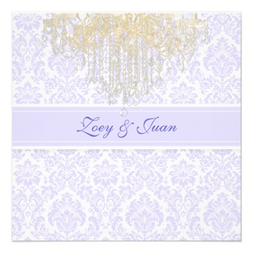PixDezines Crystal Chandelier+Moiré Damask/purple Custom Invite