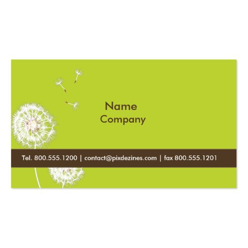 PixDezines Dandelions moss green dark chocolate Business Card Template