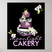 PixDezines Desiree Damask Cake, Lilac Posters