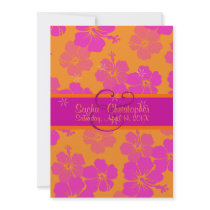 PixDezines diy background, passion pink hibiscus Personalized Announcement
