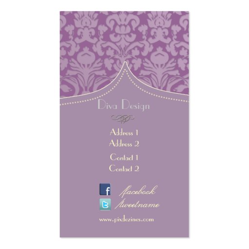 PixDezines diy color, flora damask Business Card Templates (back side)