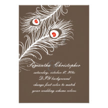 PixDezines diy colors, white peacock plumes Custom Invites