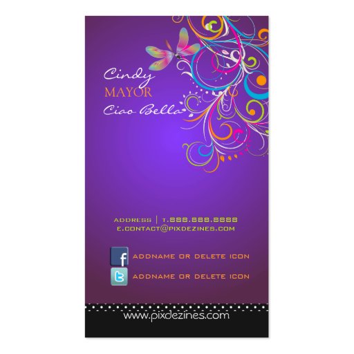 PixDezines dragonflies/royal purple Business Cards (back side)