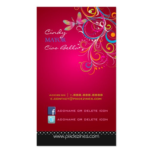 PixDezines dragonflies/ruby red Business Card Templates (back side)