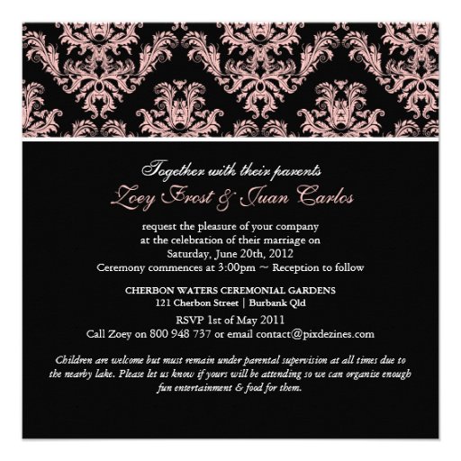 PixDezines Dusty Rose/Celeste Damask/diy color Personalized Invitation