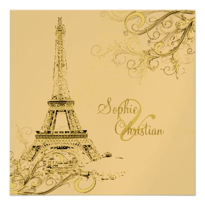 PixDezines Eiffel Tower + swirls Invitation