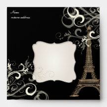PixDezines Eiffel Vanilla Swirls/Black + Vanilla Envelopes