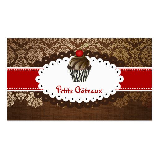 PixDezines elegant chocolate swirls cupcake Business Card