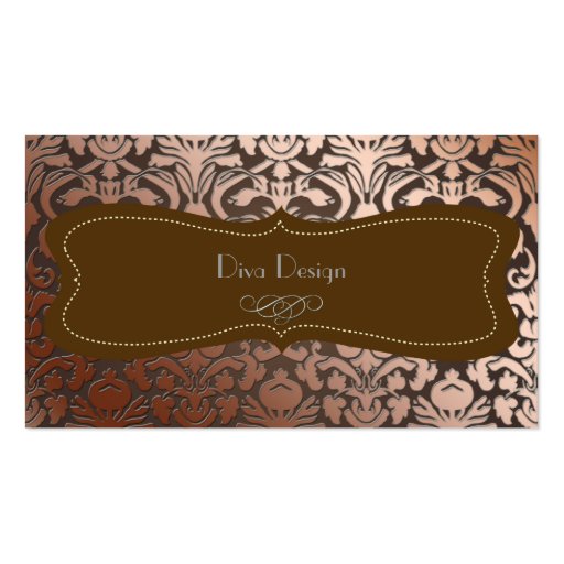 PixDezines faux copper flora damask/diy background Business Cards (front side)