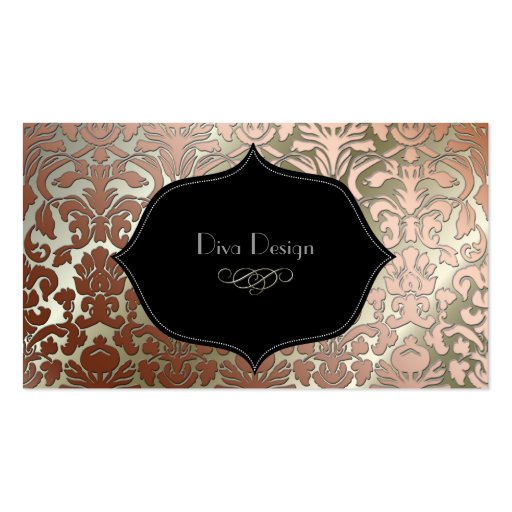 PixDezines faux copper flora damask/diy background Business Card Template (front side)