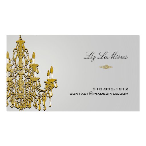 PixDezines faux gold Chandelier/DIY color Business Card Templates (back side)