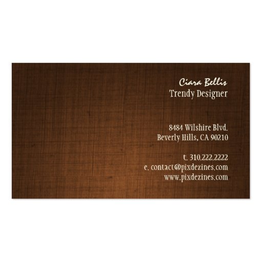 PixDezines faux linen espresso brown Business Card (back side)
