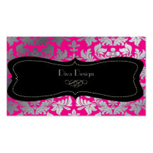 PixDezines Faux silver baroque damask/diy color Business Cards