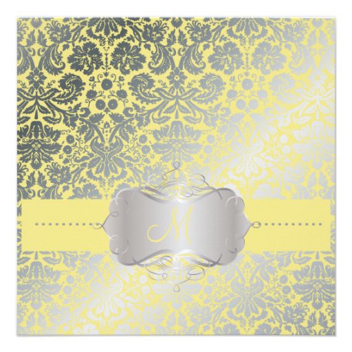 PixDezines faux silver/DIY background/lemon Personalized Invitations