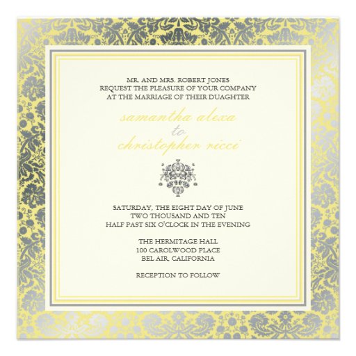 PixDezines faux silver/DIY background/lemon Personalized Invitations