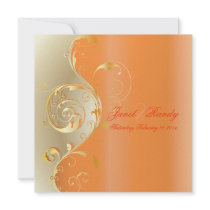 PixDezines Filigree+swirls/gold+orang/DIY occasion Personalized Announcements